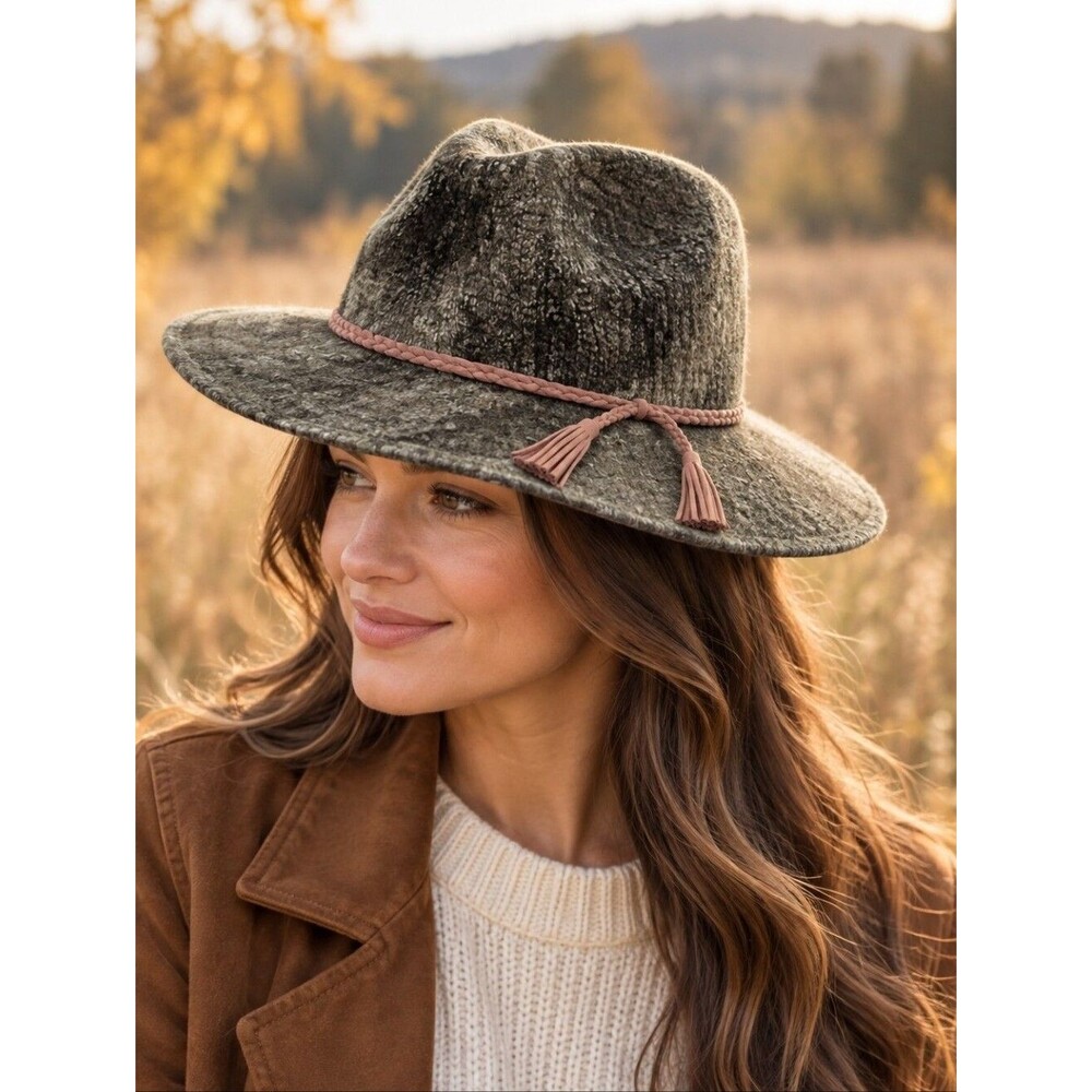 Altar'd State Olive Green Textured Wide Brim Hat One Size Western Rustic Boho Br